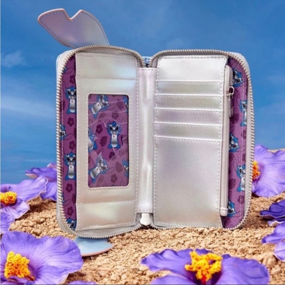 LE Loungefly Disney 100 Platinum Iridescent Stitch Cosplay Zip Around Wallet - Picture 3 of 8